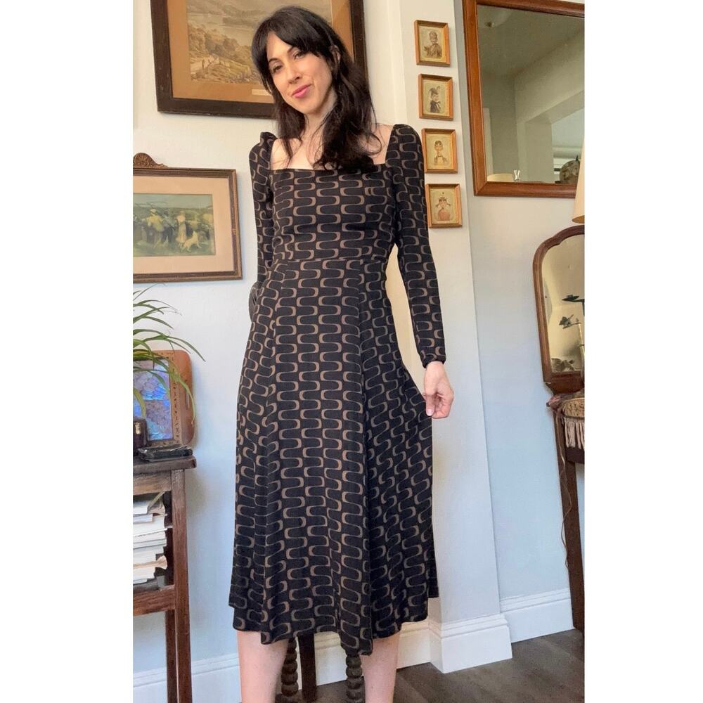 Reformation dress Sigmund style Linguini print midi size 6P